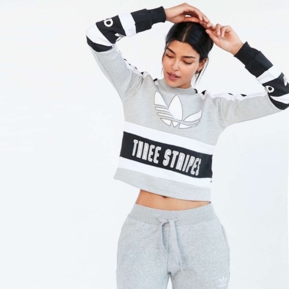 ADIDAS Three Stripes Cropped Sweatshirt